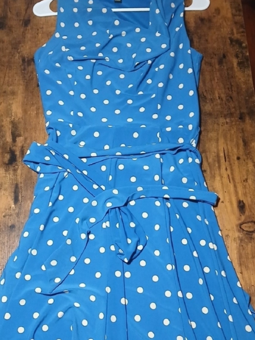 Vintage Ralph Lauren Womens Sz 8 Blue Polka Dot Wrap Midi Dress